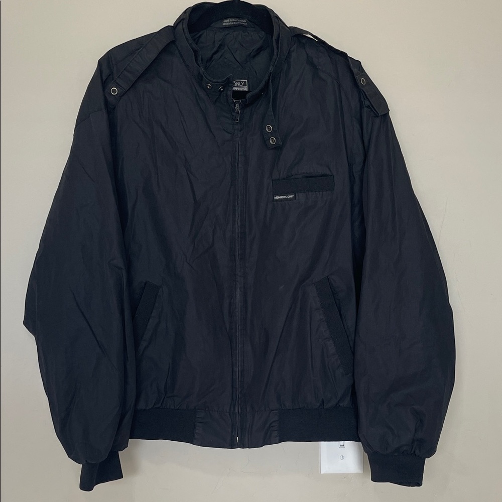 Members Only Black Bomber Jacket with Snap Collar